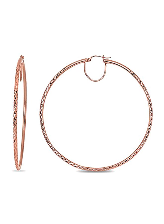 Hoops 4 Less Flash Sterling Diamond-Cut Round Large Hoop Earrings