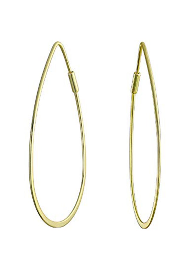 بلينج جولري حلق أذن من الفضة الإسترليني عيار 925 مطلي بالذهب عيار 14 قيراط بتصميم بيضاوي ولمسة نهائية مصقولة