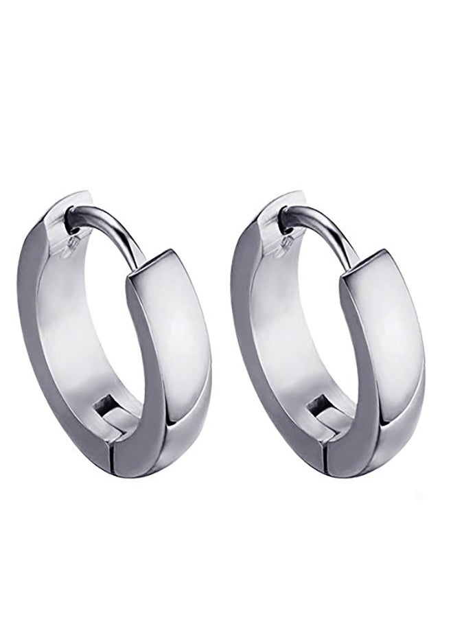 MELUOGE Round Huggie Metal Hoop Earrings 