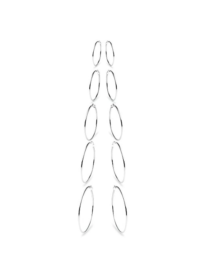 GemStar USA 5-Pair Round Shape Sterling Silver Earrings 