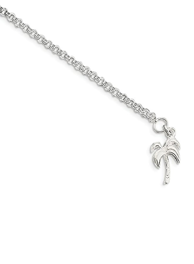 ICE CARATS Solid Palm Tree 925 Sterling Silver Anklet