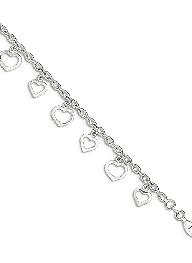 Jewels By Lux - Hanging Heart Charms Sterling Silver Anklet - Image 1
