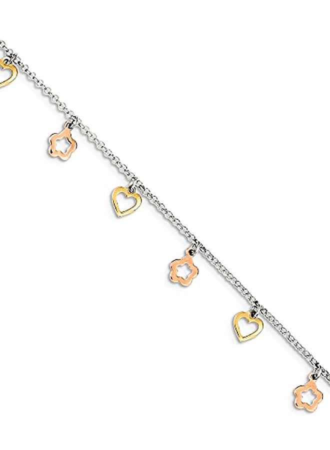 Jewels By Lux - Gold And Rose Gold Plated Hanging Charms Sterling Silver Anklet - Image 1
