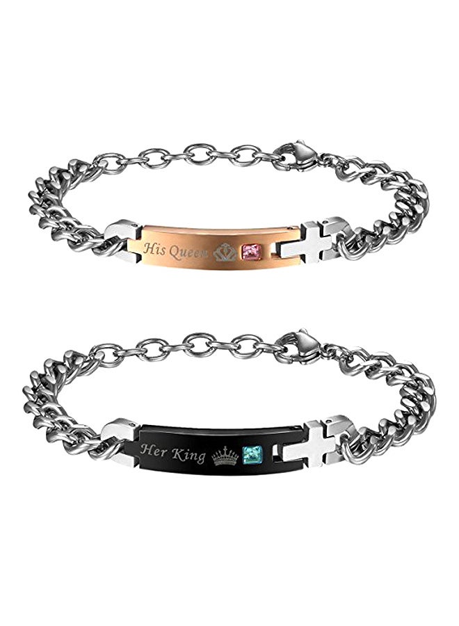 2-Piece Couple Metal Bracelet