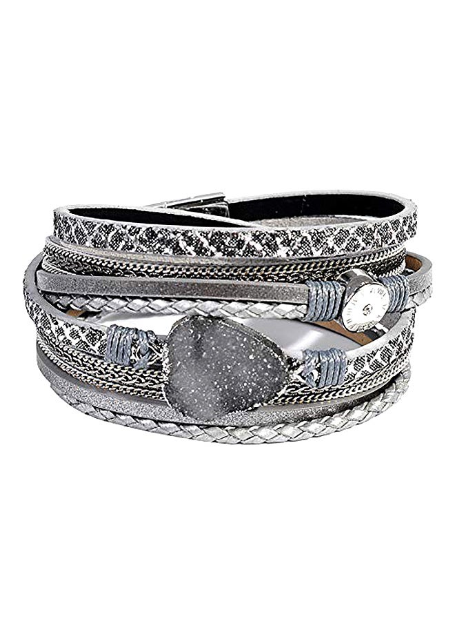 Artilady Leather Cuff Metal Bracelet