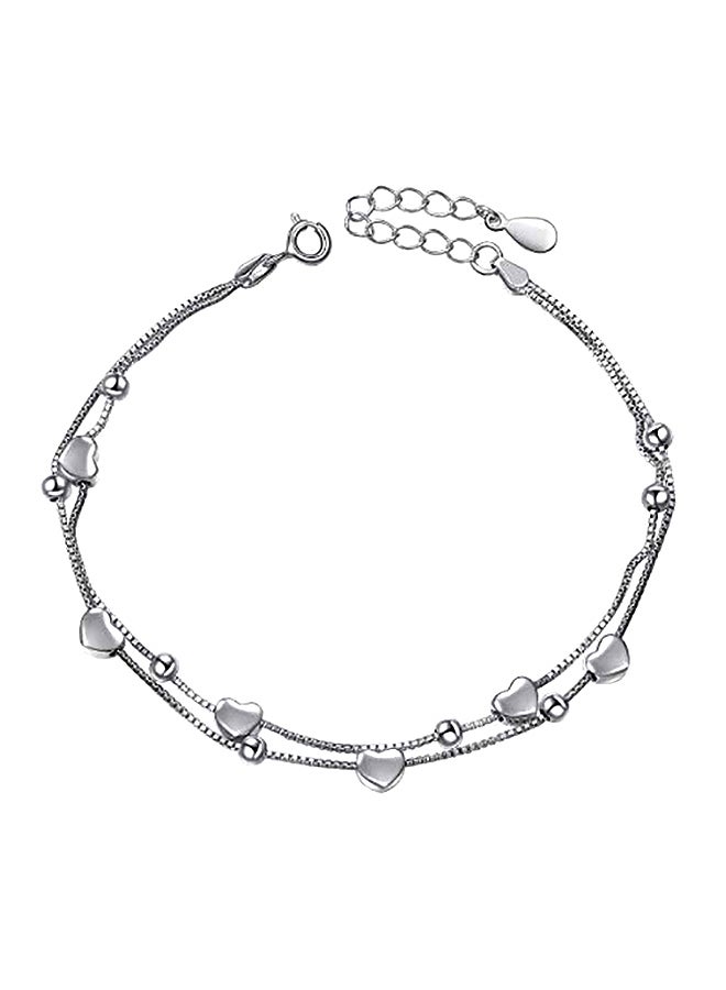 DAOCHONG Heart Double Chain Sterling Silver Bracelet 