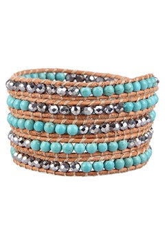 KELITCH Handmade Synthetic Turquoise Wrap Beaded Bracelet 
