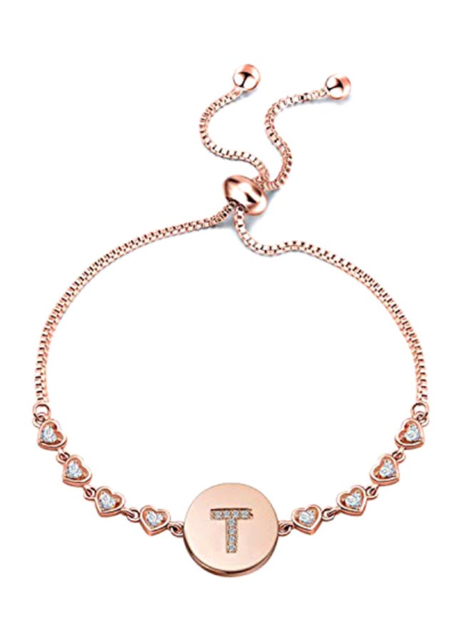 WUSUANED - Initial Letter T Adjustable Chain Metal Bracelet - Image 1