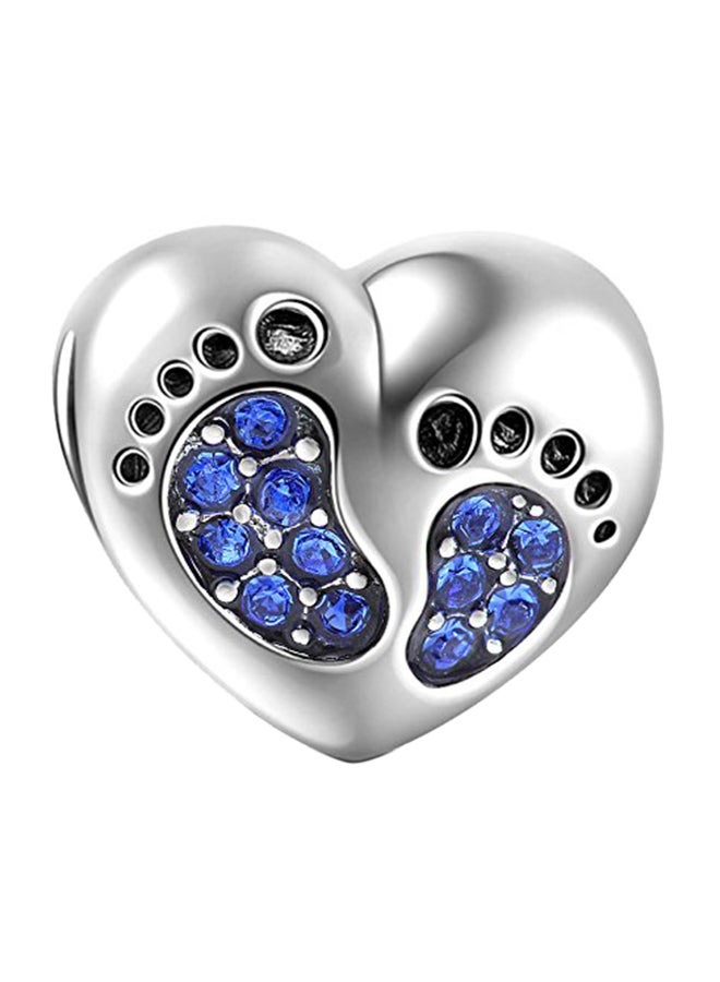 Paiyuan charms - Baby Footprints Crystal Dangle Metal Charm - Image 1