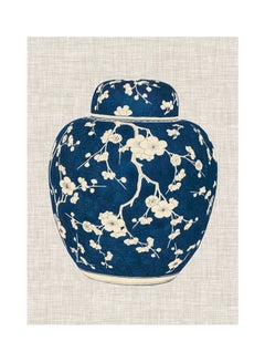 Ginger Jar On Linen II Poster Multicolour
