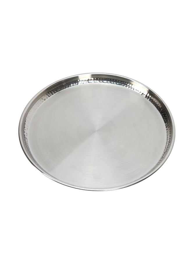 هوم بوكس طبق عشاء مطروق ومصنوع من الستانلس ستيل فضي 30سم - Image 1