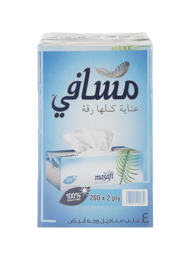 Masafi 200-Piece Facial Tissue Pack Of 4 (200 x 2 PLY - 200 Sheets)  - Image 1