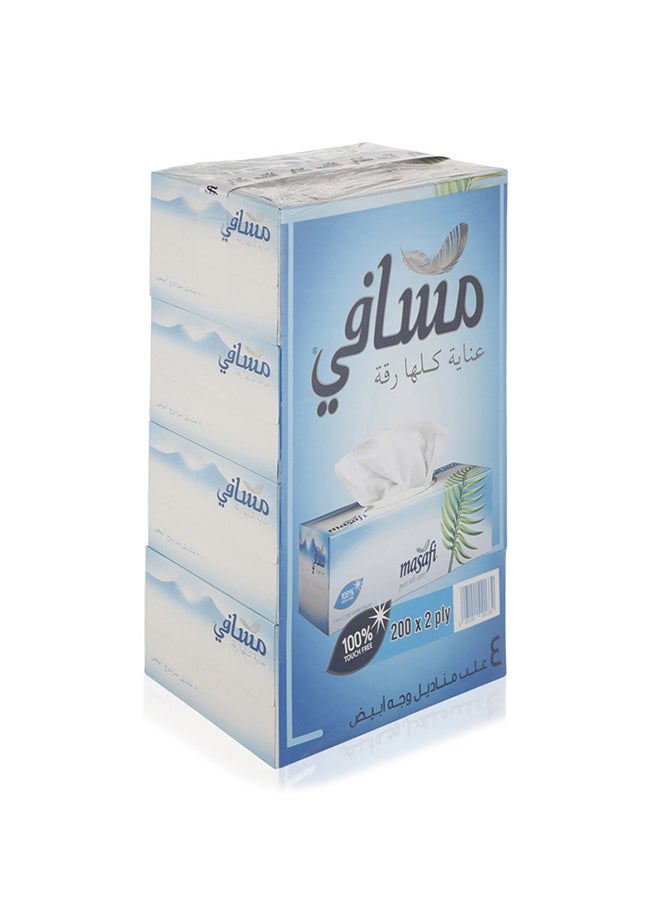 Masafi 200-Piece Facial Tissue Pack Of 4 (200 x 2 PLY - 200 Sheets)  - Image 2