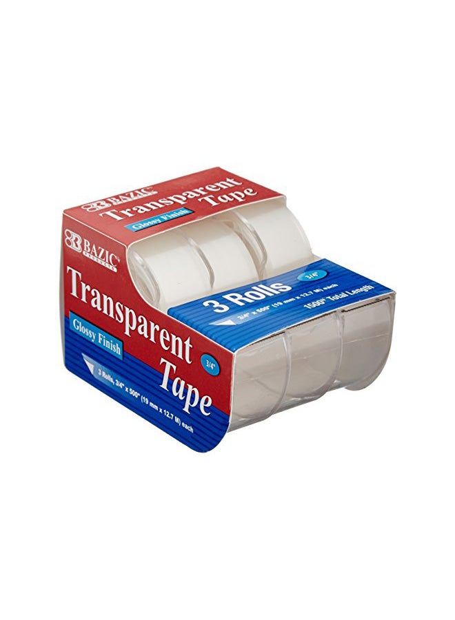 Bazic - 3-Piece Transparent Tape Set Clear - Image 1