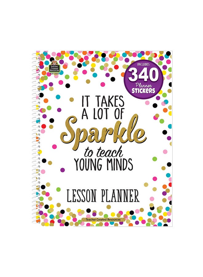 Teacher Created Resources Spiral Lesson Planner With Sticker White/Black/Gold  - Image 1