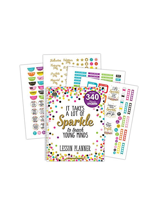 Teacher Created Resources Spiral Lesson Planner With Sticker White/Black/Gold  - Image 2