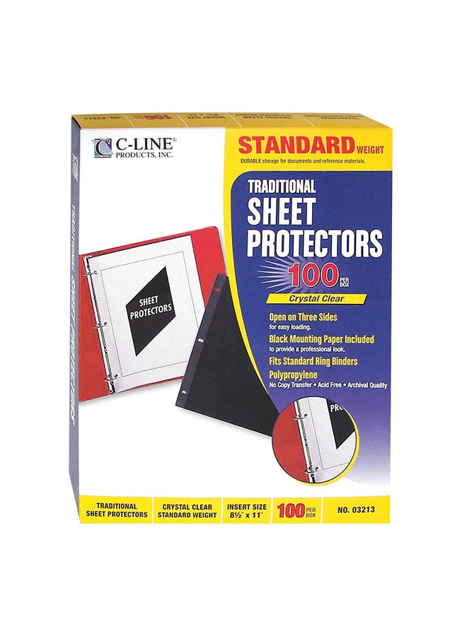C-Line 100-Piece Sheet Protectors Clear/Black  - Image 1