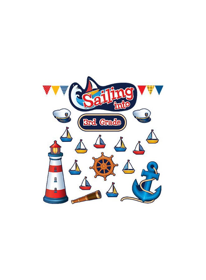 63-Piece Sailing Into 3rd Grade Poster Board Blue/White/Red