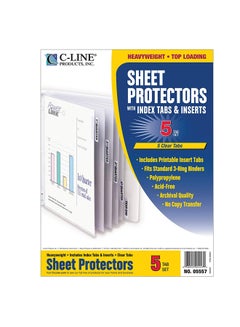 C-Line 5-Piece Top Loading Sheet Protector With Index Tab Clear/Black  - Image 1
