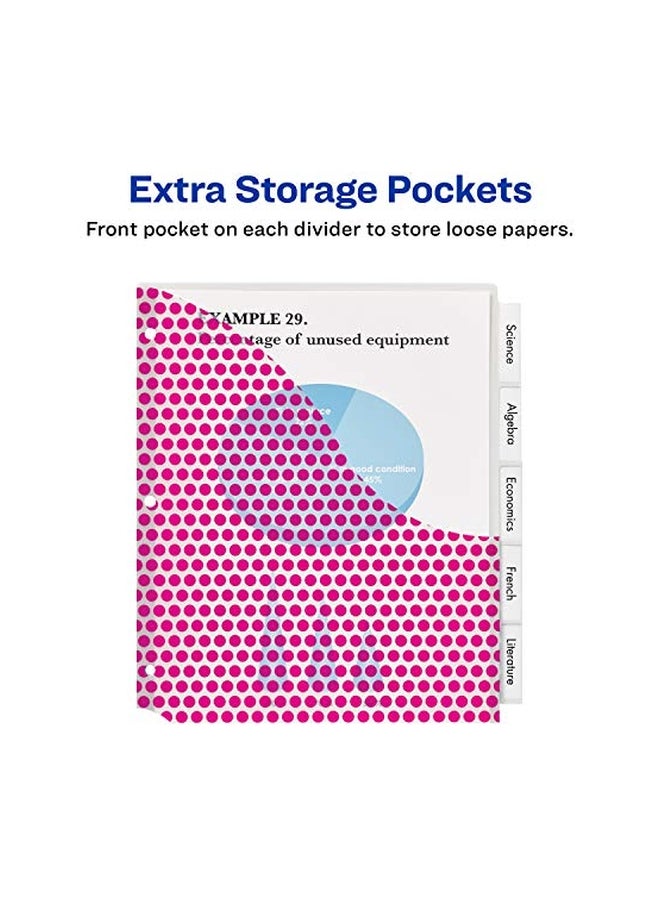 AVERY 5-Tab Insertable Pocket Plastic Dividers White/Pink  - Image 4
