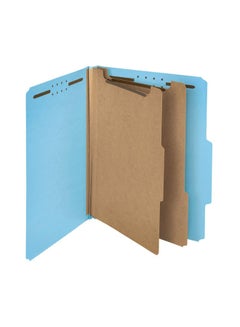 Smead 10-Piece Recycled Pressboard Classification File Folder Blue/White  - Image 1