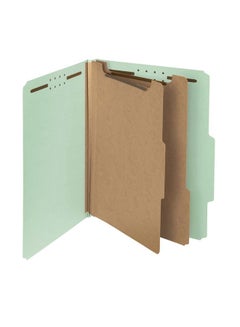 Smead 10-Piece Recycled Pressboard Classification File Folder Green/White  - Image 1
