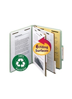 Smead 10-Piece Recycled Pressboard Classification File Folder Green/White  - Image 2