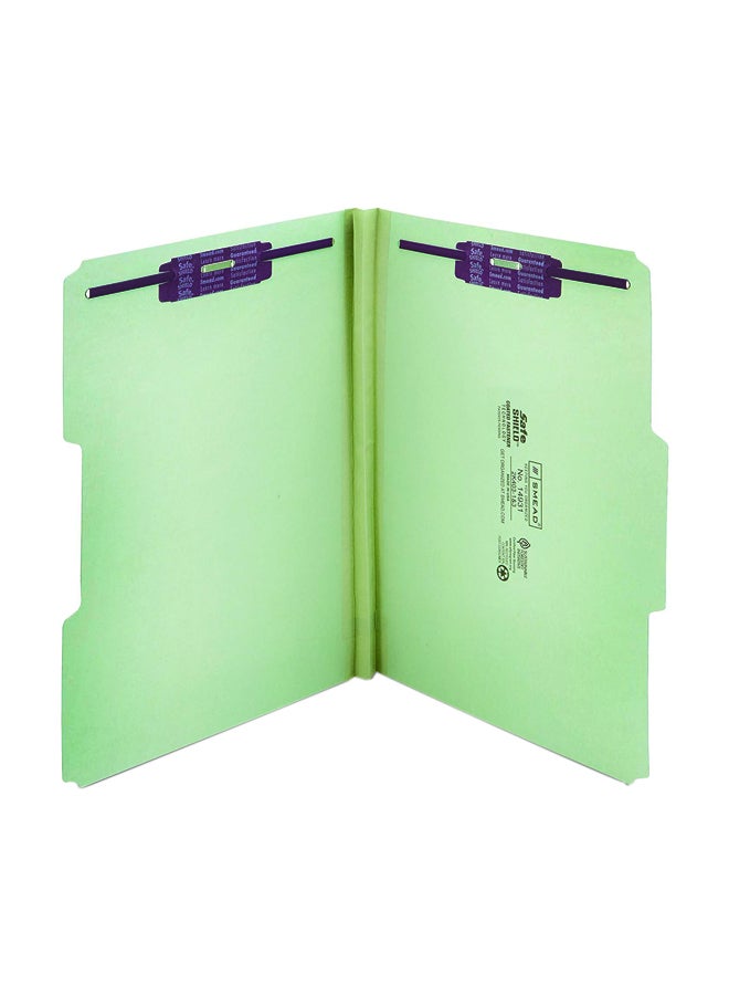 Smead Pack Of 25 Pressboard Fastener File Folder With 2 Fasteners Grey/Green - Image 1