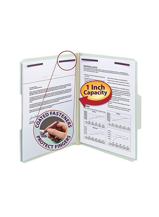 Smead Pack Of 25 Pressboard Fastener File Folder With 2 Fasteners Grey/Green - Image 2