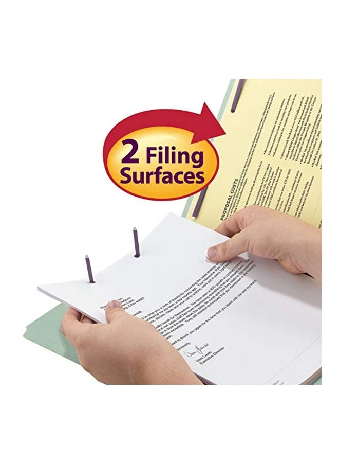Smead Pack Of 25 Pressboard Fastener File Folder With 2 Fasteners Grey/Green - Image 3