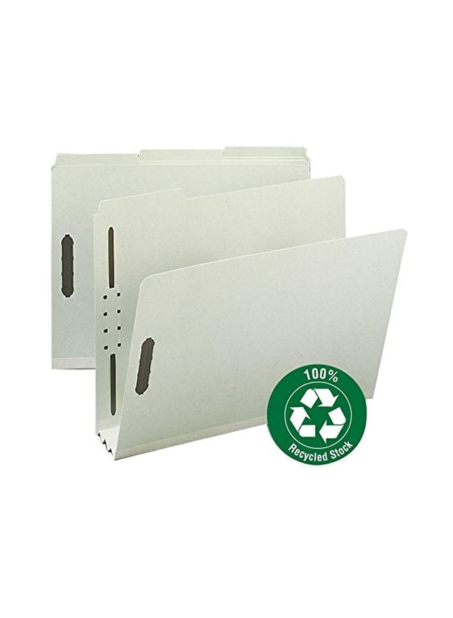 Smead Pack Of 25 Recycled Pressboard Fastener File Folder Grey/Green - Image 2