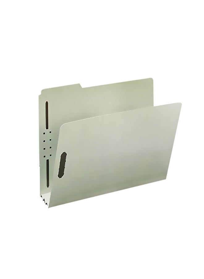 Smead Pack Of 25 Recycled Pressboard Fastener File Folder Grey/Green - Image 1
