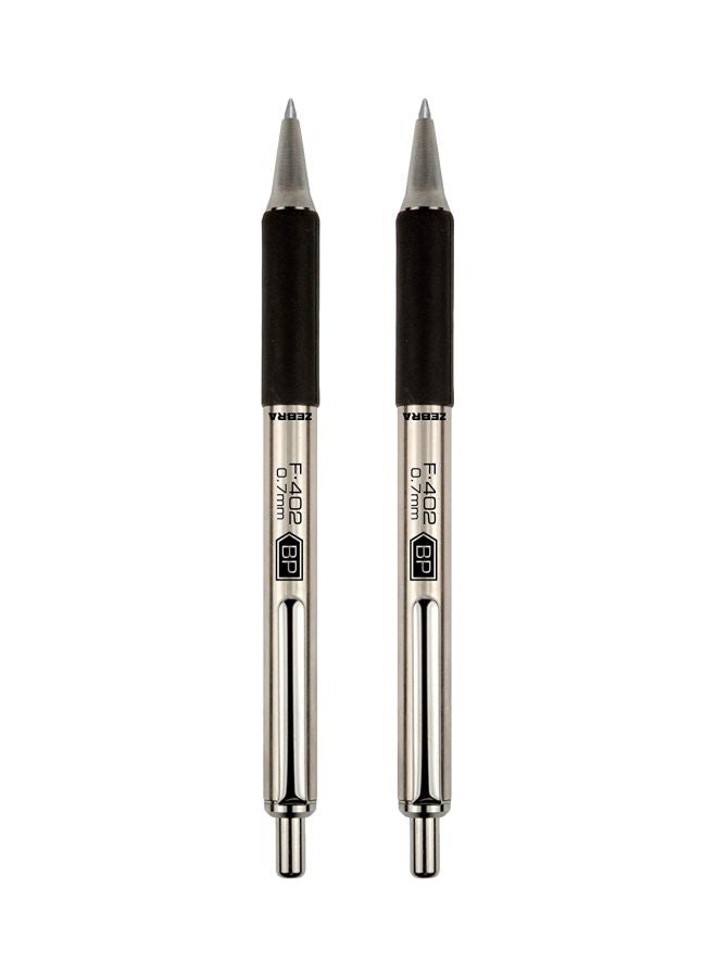 Zebra Pen 2-Piece F-402 Stainless Steel Retractable Pen Gold/Black  - Image 1