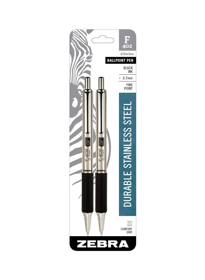 Zebra Pen 2-Piece F-402 Stainless Steel Retractable Pen Gold/Black  - Image 2