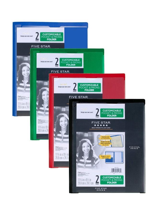 Five Star 4-Piece Two Pocket Folder With Prong Fastener Set Multicolour - Image 1