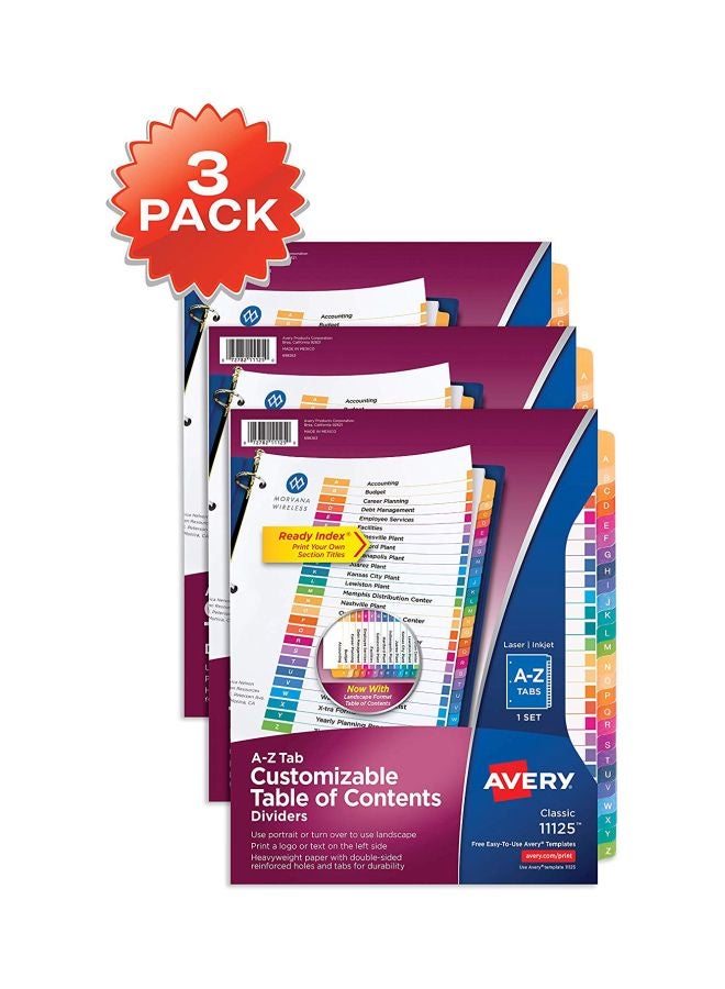 AVERY 3-Piece Customizable Multicolor Tabs Multicolour  - Image 3