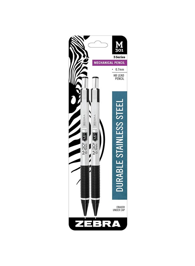Zebra Pen - 2-Piece Stainless Steel M-301 Mechanical Pencil Silver/Black - Image 1