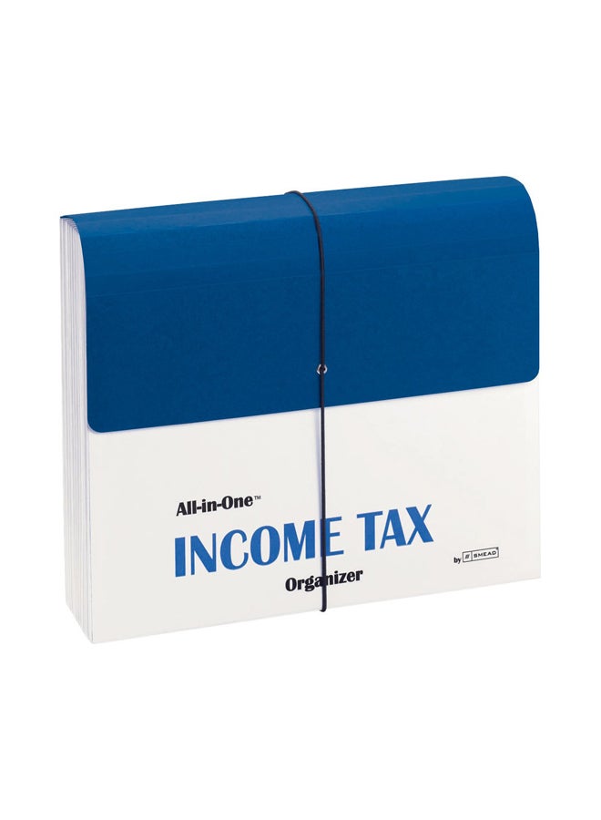 Smead 13-Pocket All-In-One Income Tax Organizer With Flap And Cord Closure Blue/White - Image 1