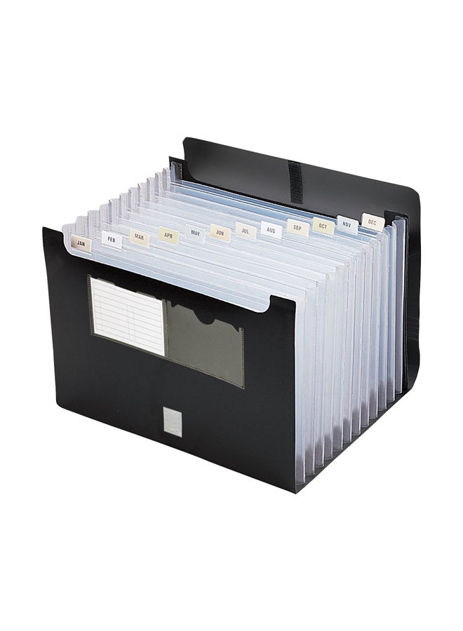 12-Pocket Expanding File Holder Black/Clear