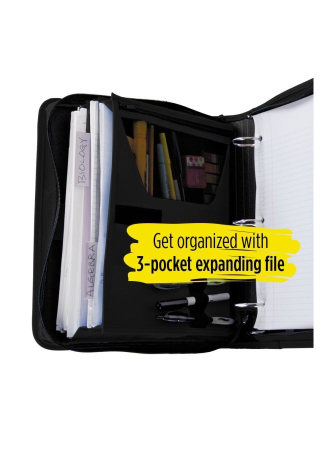 Five Star 3-Pocket Expanding File Zipper Binder Black/Blue - Image 2
