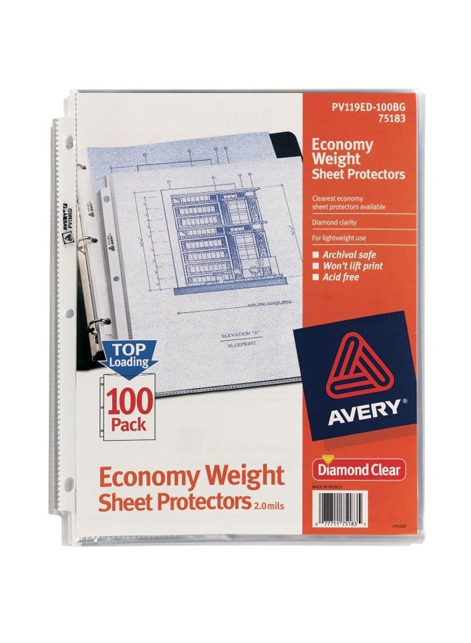 100-Piece Economy Weight Sheet Protectors Clear