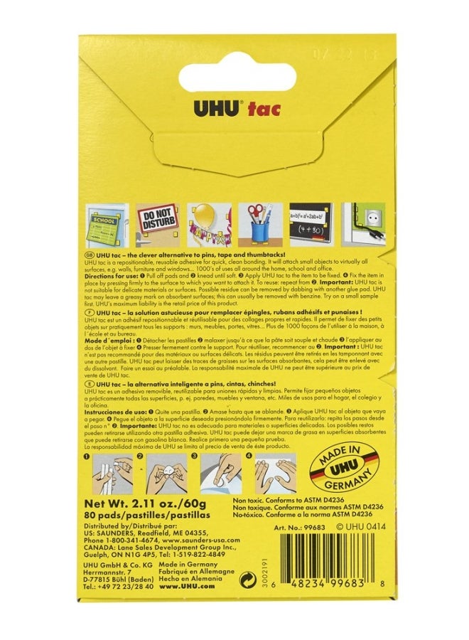 UHU 80-Piece Tac Removable And Reusable Glue Pads Yellow/Red/Black  - Image 3