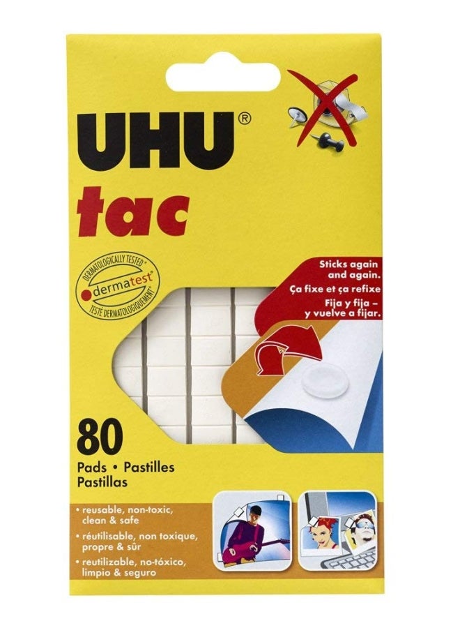 UHU 80-Piece Tac Removable And Reusable Glue Pads Yellow/Red/Black  - Image 2
