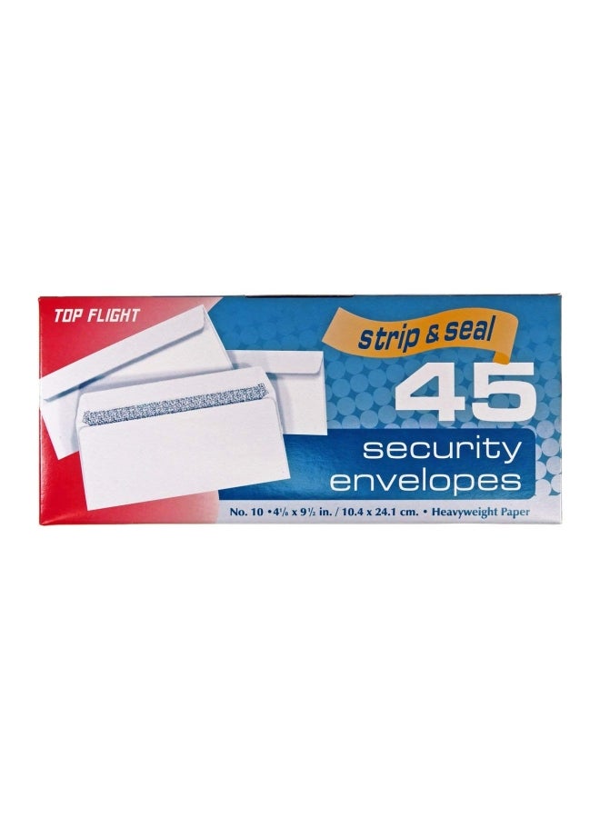 Top Flight Pack Of 10 Security Envelope Set White