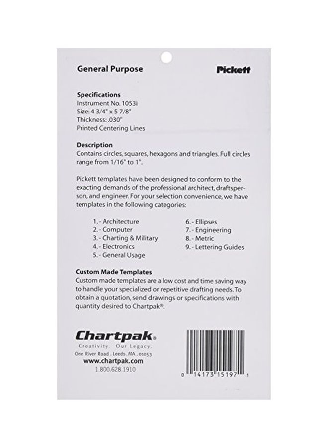Pickett General Purpose Inking Template Beige/Red - Image 1