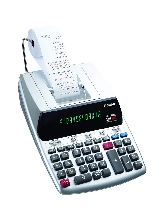 Canon MP11DX-2 Desktop Printing Calculator With Currency Conversion, Clock And Calendar Silver/Black/Grey  - Image 2