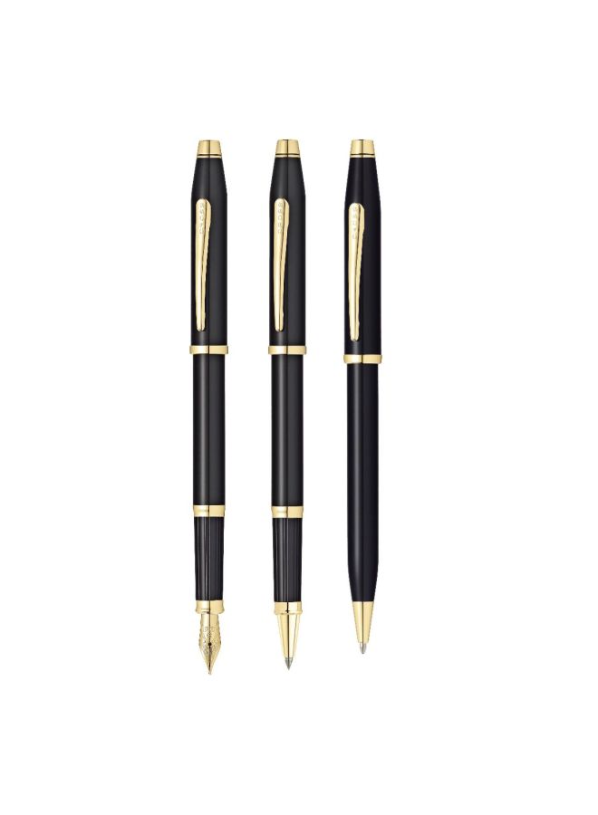 كروس قلم حبر جاف سينشري II برأس كروية مطلي بالذهب عيار 23 قيراطاً أسود/ذهبي - Image 3