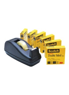 3M 7-Piece Permanent Double Sided Tape Roll With Dispenser Set Clear/Black 