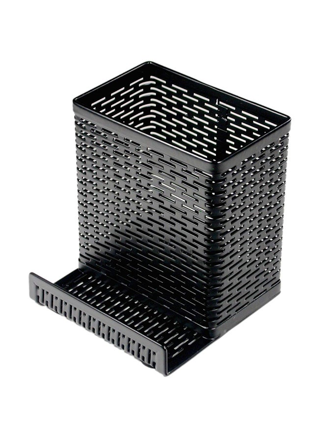 حامل أقلام مع مسندٍ للهاتف المحمول أسود