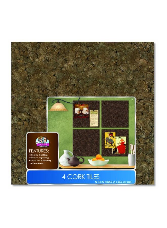 The Board Dudes 4- Piece Dark Cork Tiles Set Brown  - Image 4